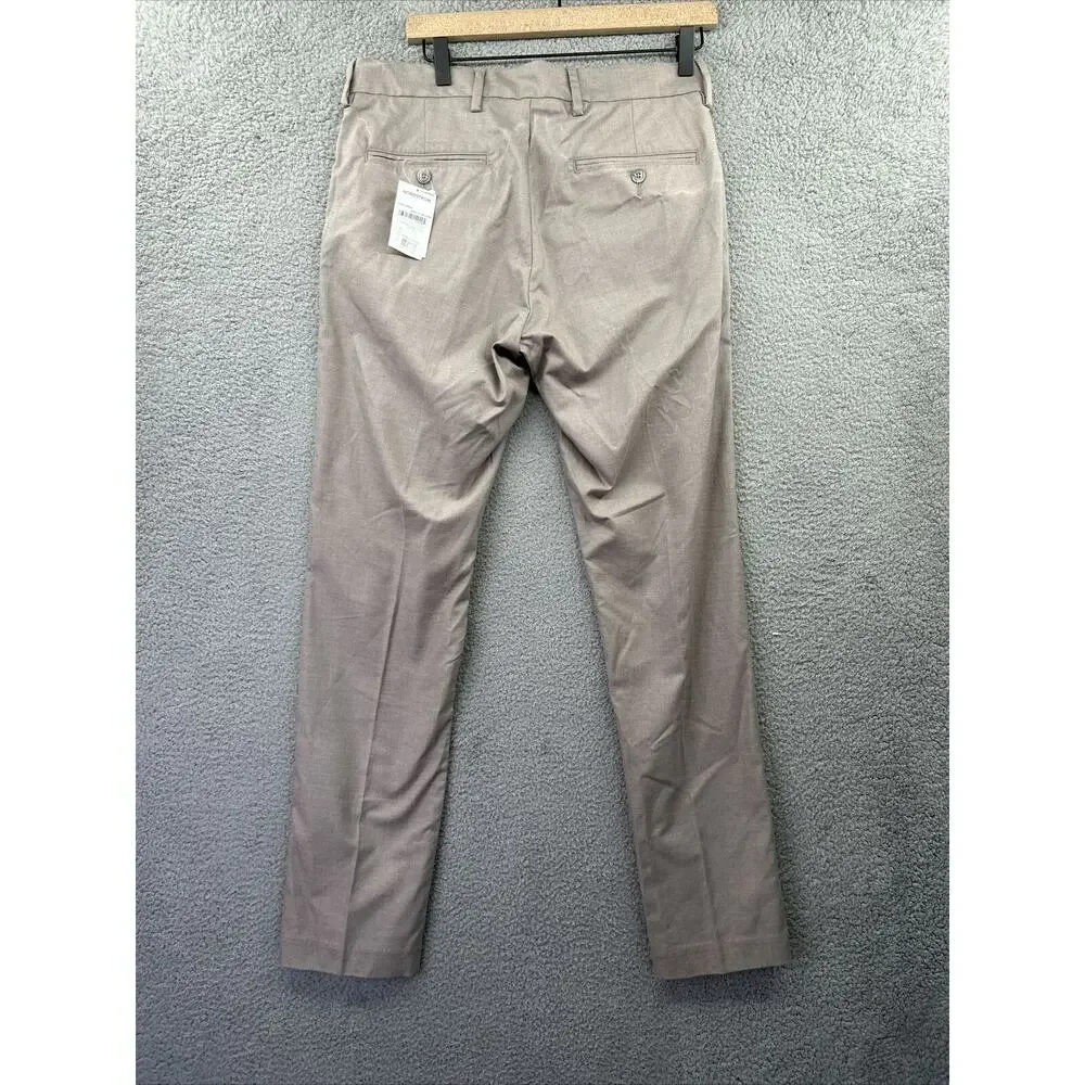 NORDSTROM Pants Mens 32 x 32 Gray Taupe Cotton Athletic Fit Non Iron Flat Front